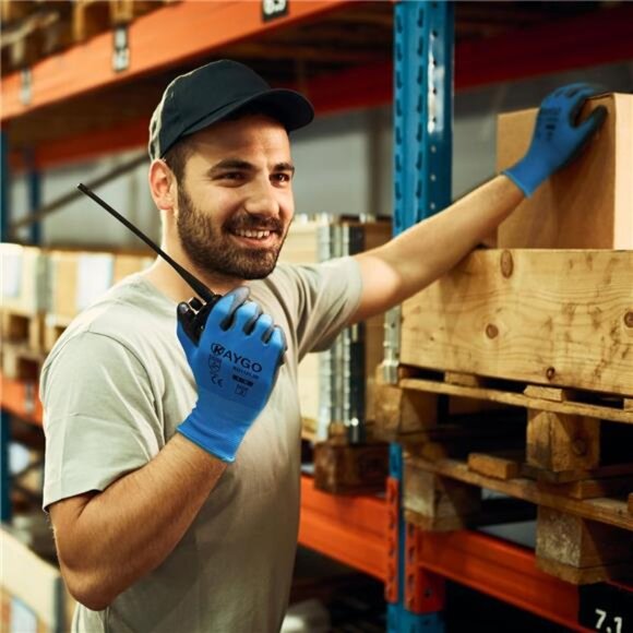 Safety Work Gloves PU Coated, 12 Pairs KG11PB, Seamless Knit Glove with Coat - Picture 3 of 6